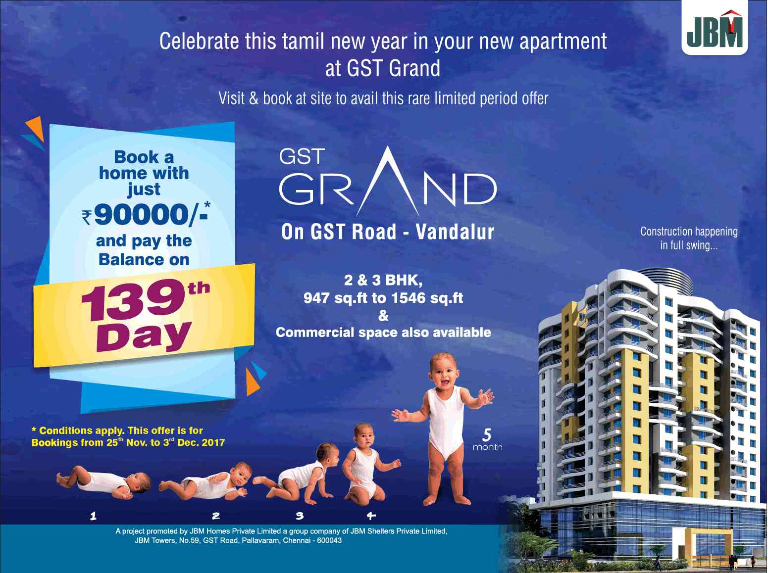 Celebrate this Tamil new year in your new apartment at JBM GST Grand in Chennai
